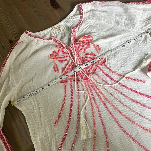 Sundance Cotton Crepe Sequin Tassel Tunic Top XL - Picture 6 of 8